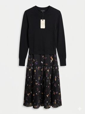 Ted Baker Mixed Media Pleated Dress.